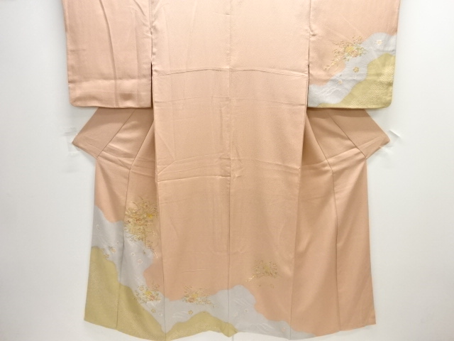 JAPANESE KIMONO / HOMONGI / EMBROIDERY / SHIBORI / FLOWER BASKET